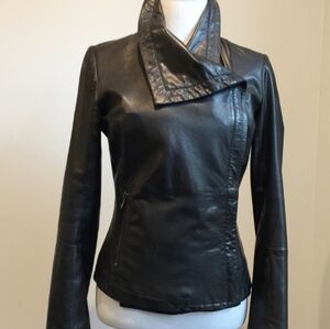 Women's Black Bod And Christensen  Leather Jacket